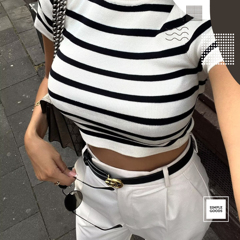 #SALE Blusa Cropped Feminina Tricot Leslie #Striped