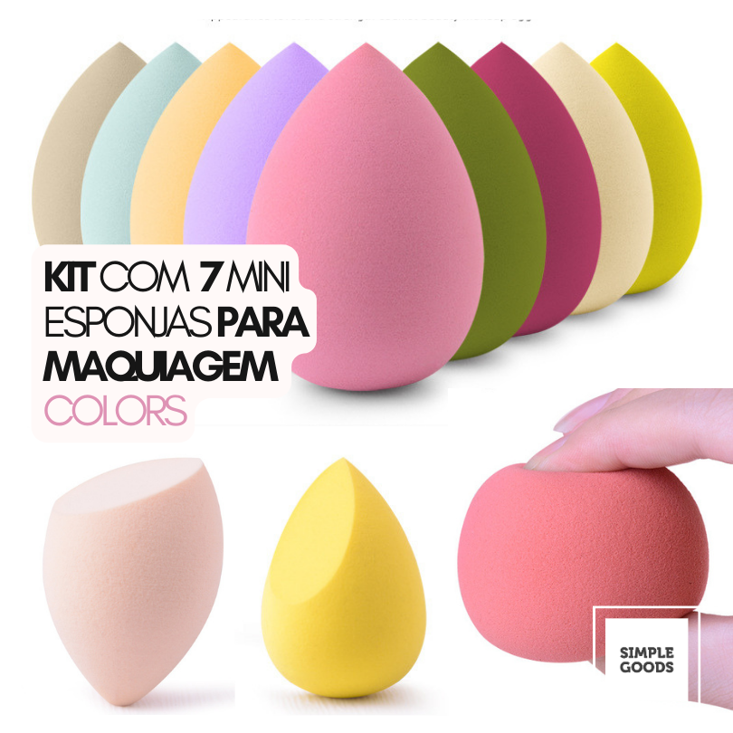 Kit 7 Mini Esponjas para Maquiagem Colors